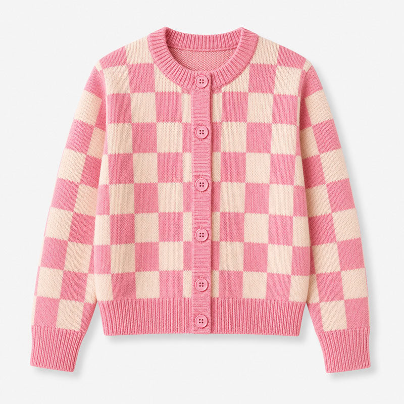 Bubblegum Checker Cardigan