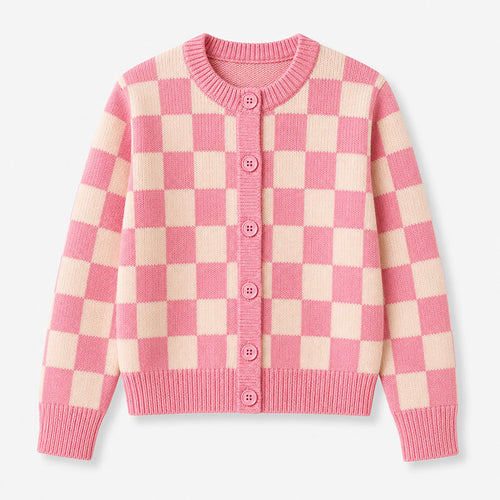Bubblegum Checker Cardigan