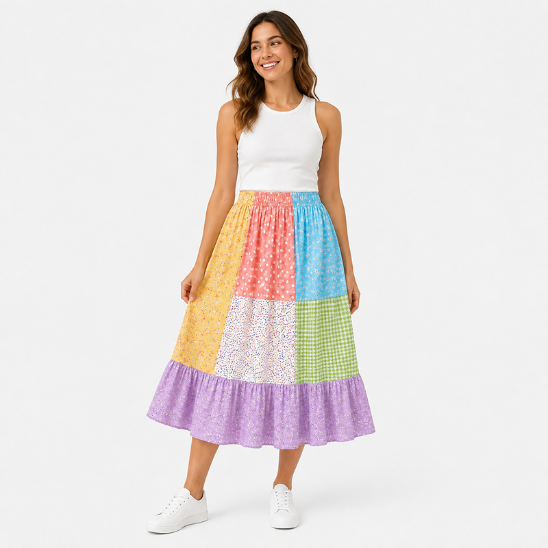 Confetti Patchwork Midi Skirt